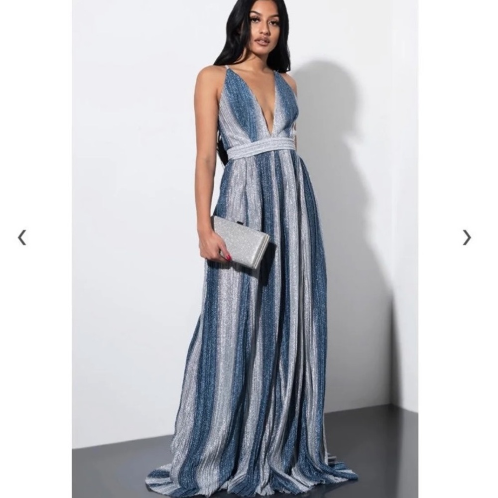 Plunging Sparkling Maxi Dress